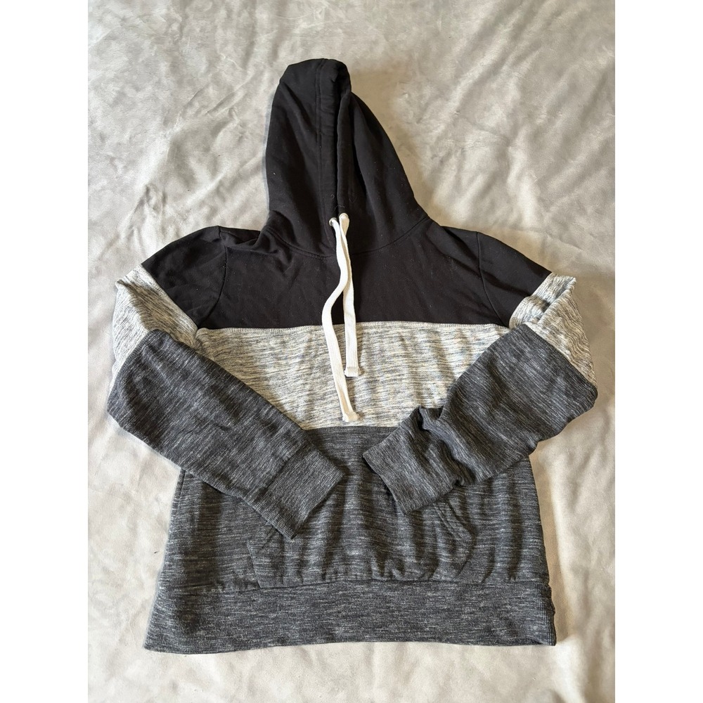 Reflex Mens Colorblock Hoodie Black Gray Marl Kangaroo Pocket Sweatshirt Large